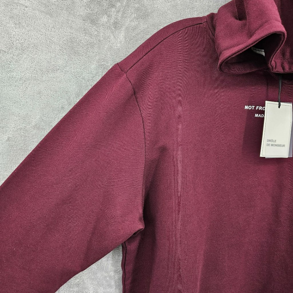 Drole De Monsieur Le Hoodie Slogan M Maroon Red Graphic Heavyweight Designer New — image 7 of 8